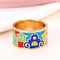 European American Colorful Enamel Oil Drip Spliced Ring, Fashion Personalized Women's Finger Jewelry view 2
