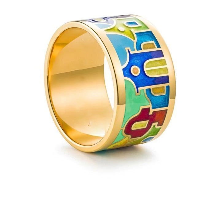 European American Colorful Enamel Oil Drip Spliced Ring, Fashion Personalized Women's Finger Jewelry