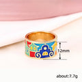 European American Colorful Enamel Oil Drip Spliced Ring, Fashion Personalized Women's Finger Jewelry view 5
