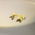 Elegant Korean Forest Style Enamel Lily Of The Valley Flower Leaf Alloy Sweet Women's Stud Earrings view 3