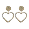 Luxury Rhinestone Hollow Heart Drop Earrings With Pearl Alloy Studs Elegant Statement Earrings view 5