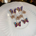 Korean Sweet Butterfly Crystal Stud Earrings With Silver Posts For Women view 3