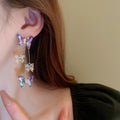 Korean Sweet Butterfly Crystal Stud Earrings With Silver Posts For Women view 4