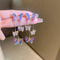 Korean Sweet Butterfly Crystal Stud Earrings With Silver Posts For Women view 1
