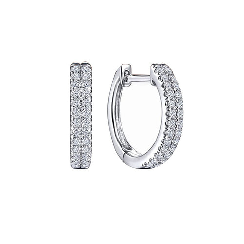 French European Hoop Earrings With Double Row Zircon Copper Setting For Jewelry