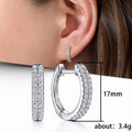 French European Hoop Earrings With Double Row Zircon Copper Setting For Jewelry view 3
