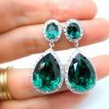 European AAA Teardrop Zircon Stud Earrings, Elegant Oval CZ Inlay Simple Multicolor Earrings view 4