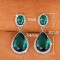European AAA Teardrop Zircon Stud Earrings, Elegant Oval CZ Inlay Simple Multicolor Earrings view 5
