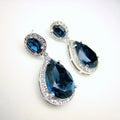 European AAA Teardrop Zircon Stud Earrings, Elegant Oval CZ Inlay Simple Multicolor Earrings view 3