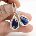 European American Luxury Vintage Sapphire Blue Tanzanite Zircon Drop Earrings view 1