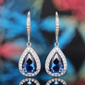 European American Luxury Vintage Sapphire Blue Tanzanite Zircon Drop Earrings view 4