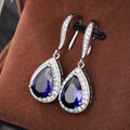 European American Luxury Vintage Sapphire Blue Tanzanite Zircon Drop Earrings view 3