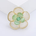 Alloy Cat Eye Camellia Flower Brooch Pin For Fashion Apparel view 4