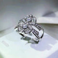 Vintage European Style Floral Round Zircon Ring, Symmetric Cross Women's Fashion Finger Ring view 4