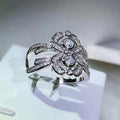 Vintage European Style Floral Round Zircon Ring, Symmetric Cross Women's Fashion Finger Ring view 3