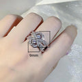 Vintage European Style Floral Round Zircon Ring, Symmetric Cross Women's Fashion Finger Ring view 5