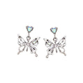 Luxury Hollow Butterfly Drop Earrings With Iridescent Heart Crystal Studs And Rhinestone Alloy Earrings view 5