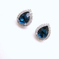 French Palace Style Sapphire Blue Teardrop Zircon Stud Earrings Mini Short Women's Jewelry view 3