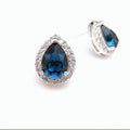 French Palace Style Sapphire Blue Teardrop Zircon Stud Earrings Mini Short Women's Jewelry view 4