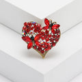 Alloy Rhinestone Butterfly Heart Brooch Pin For Coat Suit Decoration view 6
