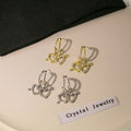 Elegant Zircon Cupid Arrow Double Heart Hoop Stud Earrings For Women Luxury Alloy Crystal Jewelry Earrings view 1