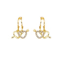 Elegant Zircon Cupid Arrow Double Heart Hoop Stud Earrings For Women Luxury Alloy Crystal Jewelry Earrings view 5