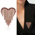 Alloy Heart Tassel Chain Brooch For Women's Suit Lapel view 2