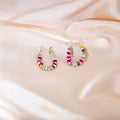 Elegant Summer Colorful Stone Beaded Hoop Drop Alloy Silver Needle Lightweight Niche Design Earrings view 4