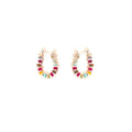 Elegant Summer Colorful Stone Beaded Hoop Drop Alloy Silver Needle Lightweight Niche Design Earrings view 5