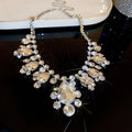 French Vintage Alloy Teardrop Tassel Necklace, Light Luxury Round Pendant Collarbone Chain view 4