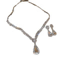 Light Luxury Metal Rhinestone Teardrop V Tassel Necklace With Drop Earrings view 5