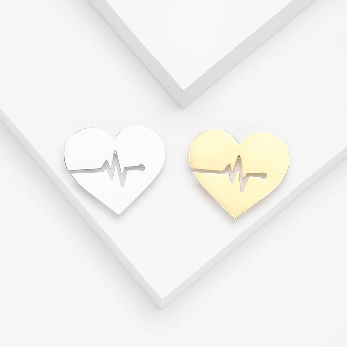 Alloy Smooth Heartbeat Heart Brooch Pin For Shirt Anti Exposure