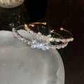 Copper Zircon Bow Open Bangle Korean Minimalist Light Luxury Fashion Wrist Jewelry view 2