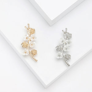 Alloy Flower Branch Brooch For Suit And Shawl Decoration