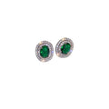 Vintage Green Zircon Oval Stud Earrings Copper Multi Layer Rhinestone Light Luxury Jewelry view 5