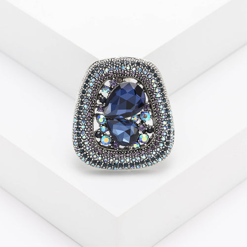 Alloy Geometric Crystal Glass Brooch For Suit Jacket Decoration