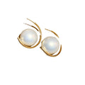 Retro Alloy Pearl C-Shaped Stud Earrings For Women Geometric Round Light Luxury Jewelry view 5