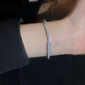 Minimalist Copper Zircon Double Layer Cross Open Bangle For Women view 4