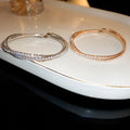 Minimalist Copper Zircon Double Layer Cross Open Bangle For Women view 3