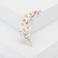 Alloy Rhinestone Flower Branch Brooch Elegant Lapel Pin For Garment Decoration view 4
