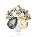 Alloy Crystal Glass Flower Brooch Pin For Elegant Women's Apparel view 5