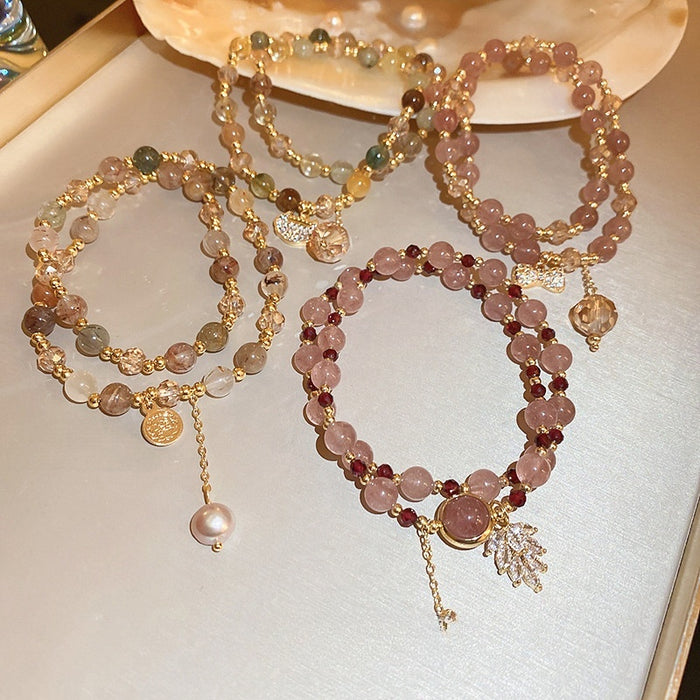 Vintage Court Style Faux Pearl Multi Layer Wrap Beaded Bracelet With Round Geometric Design