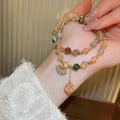 Vintage Court Style Faux Pearl Multi Layer Wrap Beaded Bracelet With Round Geometric Design view 3