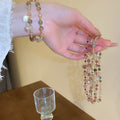 Vintage Court Style Faux Pearl Multi Layer Wrap Beaded Bracelet With Round Geometric Design view 4