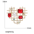Alloy Rhinestone Hollow Heart Brooch Pin For Unisex Accessories view 5