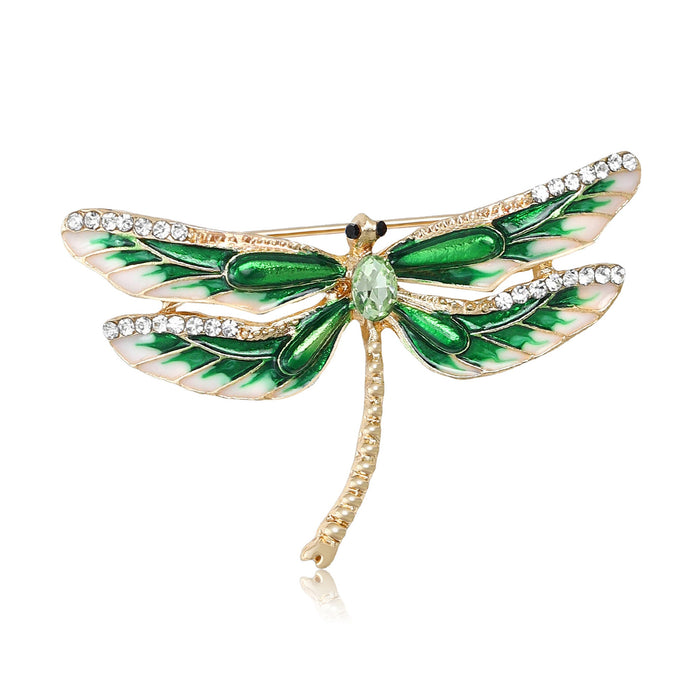 Alloy Enamel Rhinestone Dragonfly Brooch Pin For Fashion Garments