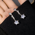Elegant Silver Plated Star Zircon Dangle Stud Earrings For Women Fashion Geometric Crystal Drop Earrings view 1