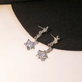 Elegant Silver Plated Star Zircon Dangle Stud Earrings For Women Fashion Geometric Crystal Drop Earrings view 3