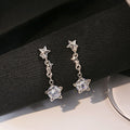 Elegant Silver Plated Star Zircon Dangle Stud Earrings For Women Fashion Geometric Crystal Drop Earrings view 4