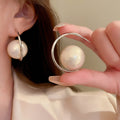 Minimalist Alloy C Shape Pearl Stud Earrings Geometric Round Fashion Ear Jewelry view 3